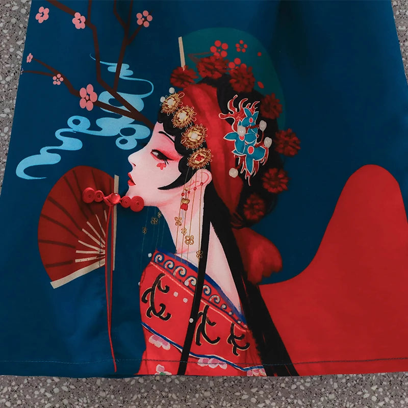 2025 New Year Blue Elegant Party Fashion Modern Cheongsam Dress Women Short Sleeve Qipao Traditional Chinese Clothes