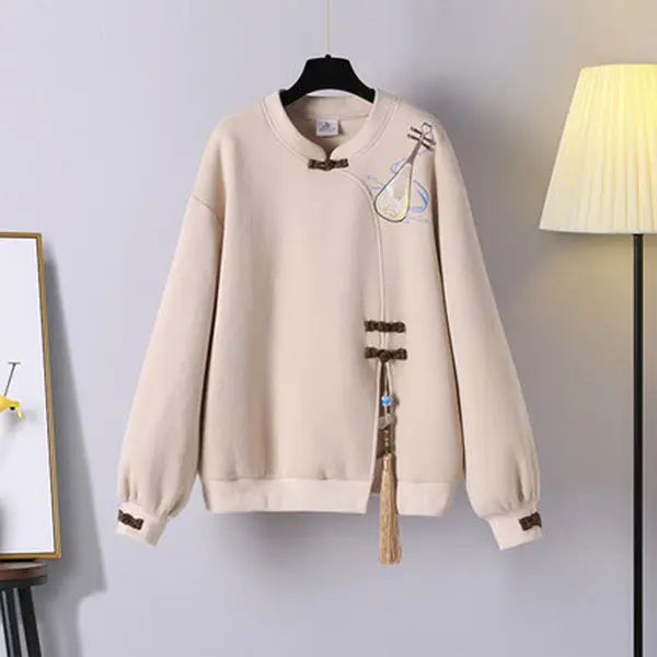 Dress Women's Spring Chinese Traditional Style Hanfu Cheongsam Improved Embroidered Tang Suit 2021 Hooded Sweatshirt Vestidos